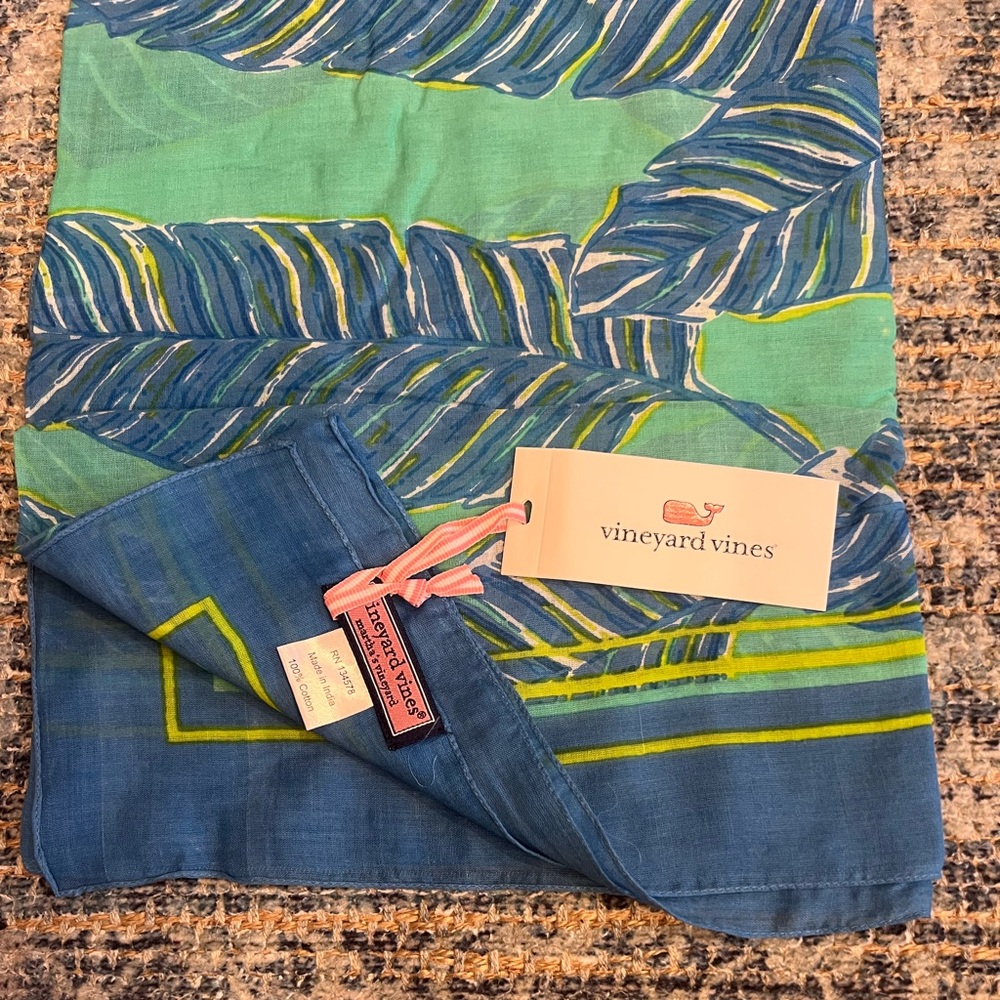 Vineyard Vines Capri Blue Palm Print Scarf - NWT